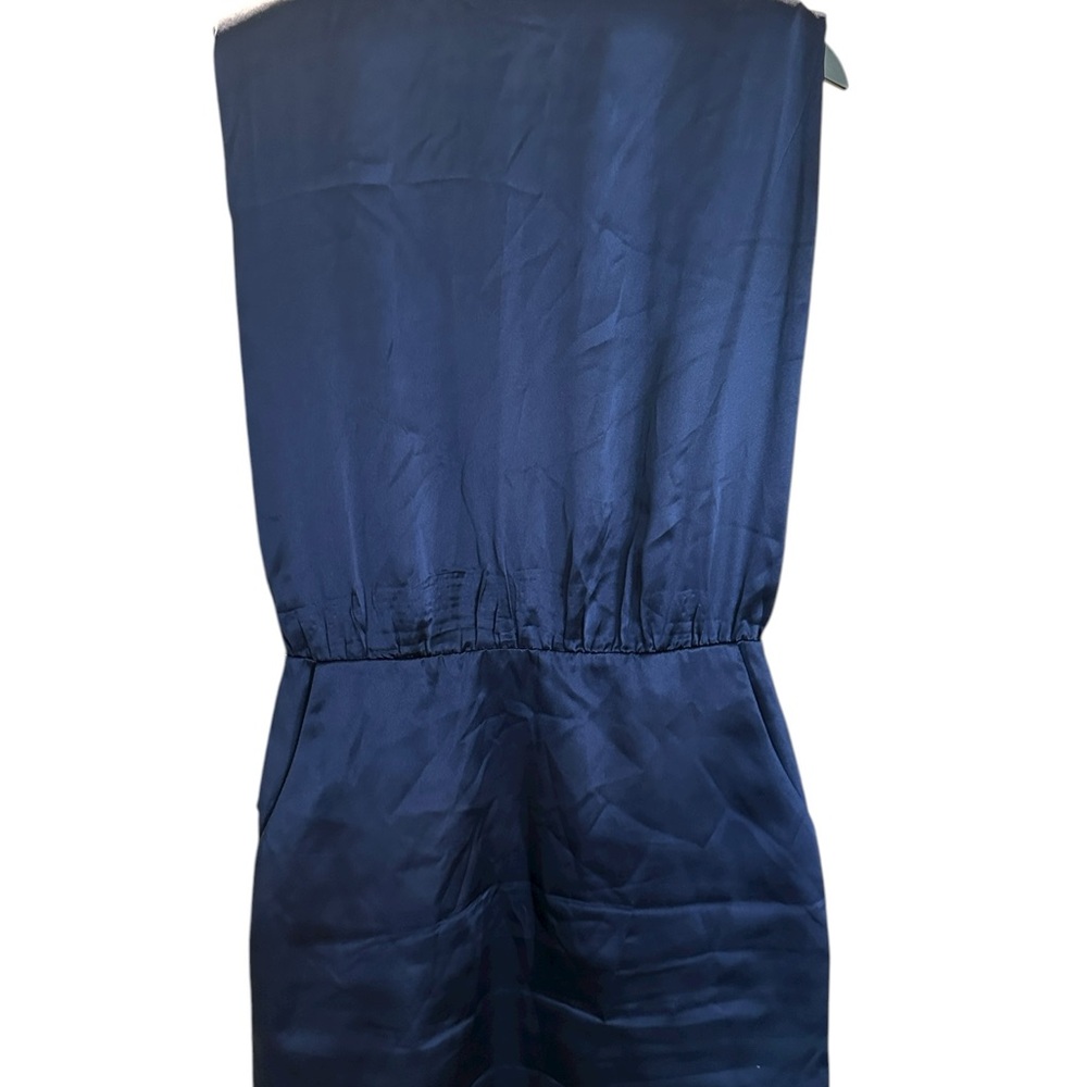 Amanda Uprichard New York 100% Silk Navy Blue Dress Women’s S/M Asymmetrical Hem - Picture 8 of 13